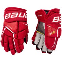 Bauer Supreme Ultrasonic Junior Hockey Gloves in Red Size 10in