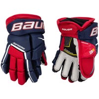 Bauer Supreme 3S Pro Junior Hockey Gloves in Navy/Red/White Size 10in