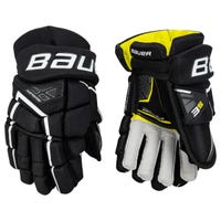 Bauer Supreme 3S Intermediate Hockey Gloves in Black/White Size 12in