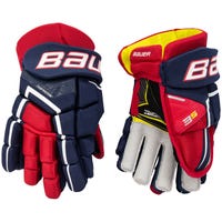 Bauer Supreme 3S Intermediate Hockey Gloves in Navy/Red/White Size 13in