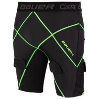 Bauer Core 1.0 Senior Compression Jock Shorts w/Cup in Black/Green Size Large