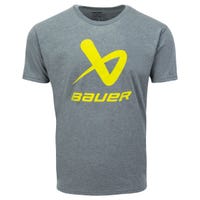 "Bauer Core Lockup Crew Senior Short Sleeve T-Shirt in Grey Size Large"