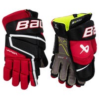 Bauer Vapor 3X Pro Junior Hockey Gloves in Black/Red Size 11in