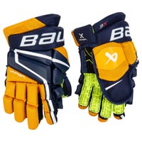 Bauer Vapor 3X Junior Hockey Gloves in Navy/Gold Size 10in