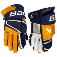 Bauer Vapor Hyperlite Senior Hockey Gloves in Navy/Gold Size 14in