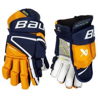 Bauer Vapor Hyperlite Intermediate Hockey Gloves in Navy/Gold Size 12in
