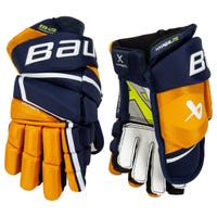 Bauer Vapor Hyperlite Junior Hockey Gloves in Navy/Gold Size 10in