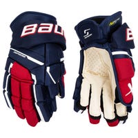 "Bauer Supreme M5 Pro Senior Hockey Gloves in Navy/Red/White Size 14in"