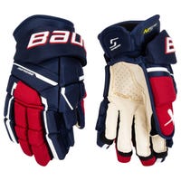 Bauer Supreme M5 Pro Senior Hockey Gloves in Navy/Red/White Size 14in