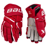 "Bauer Supreme Mach Intermediate Hockey Gloves in Red Size 12in"