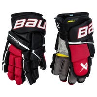 "Bauer Supreme Mach Junior Hockey Gloves in Black/Red Size 10in"