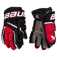 "Bauer Supreme M5 Pro Junior Hockey Gloves in Black/Red Size 10in"