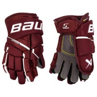 "Bauer Supreme M5 Pro Junior Hockey Gloves in Maroon Size 11in"