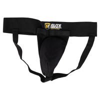 "Elite Pro Deluxe Senior Support Jock w/ Cup in Black Size Small"