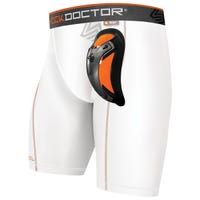 Shock Doctor 337 Youth Compression Short w/ Ultra Carbon Flex Cup in White Size Large