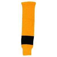 "CCM 2-Tone Single Stripe Knit Hockey Socks in Sunflower/Black Size Senior"