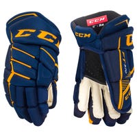 CCM Jetspeed FT370 Junior Hockey Gloves | Nylon in Navy/Yellow Size 10in