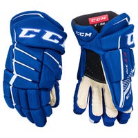 CCM Jetspeed FT370 Junior Hockey Gloves | Nylon in Royal White Size 11in