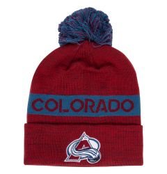 Colorado Avalanche Fanatics Authentic Pro Rink Cuff Beanie w/ Pom