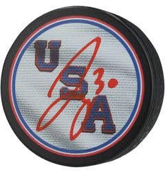 Fanatics USA Hockey Jake Oettinger Autographed Puck