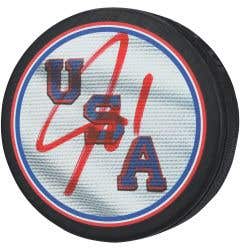 Fanatics USA Hockey Jeremy Swayman Autographed Puck