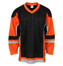 Stadium Adult Hockey Jersey - Black/Orange/Gray