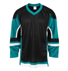 Stadium Adult Hockey Jersey - Black/Teal/White