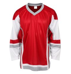 Stadium Youth Hockey Jersey - Red/White/Gray