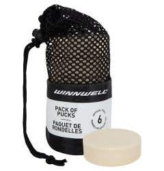 Winnwell Official Ice Hockey Pucks - Regulation Size & Weight 6oz Black Puck With Esh Carrying