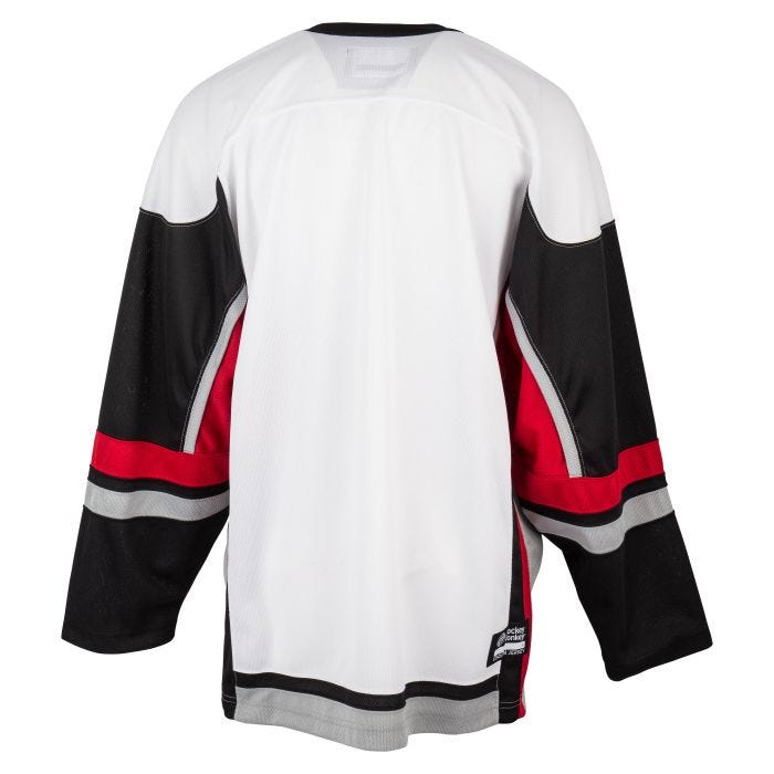 white and black hockey jersey