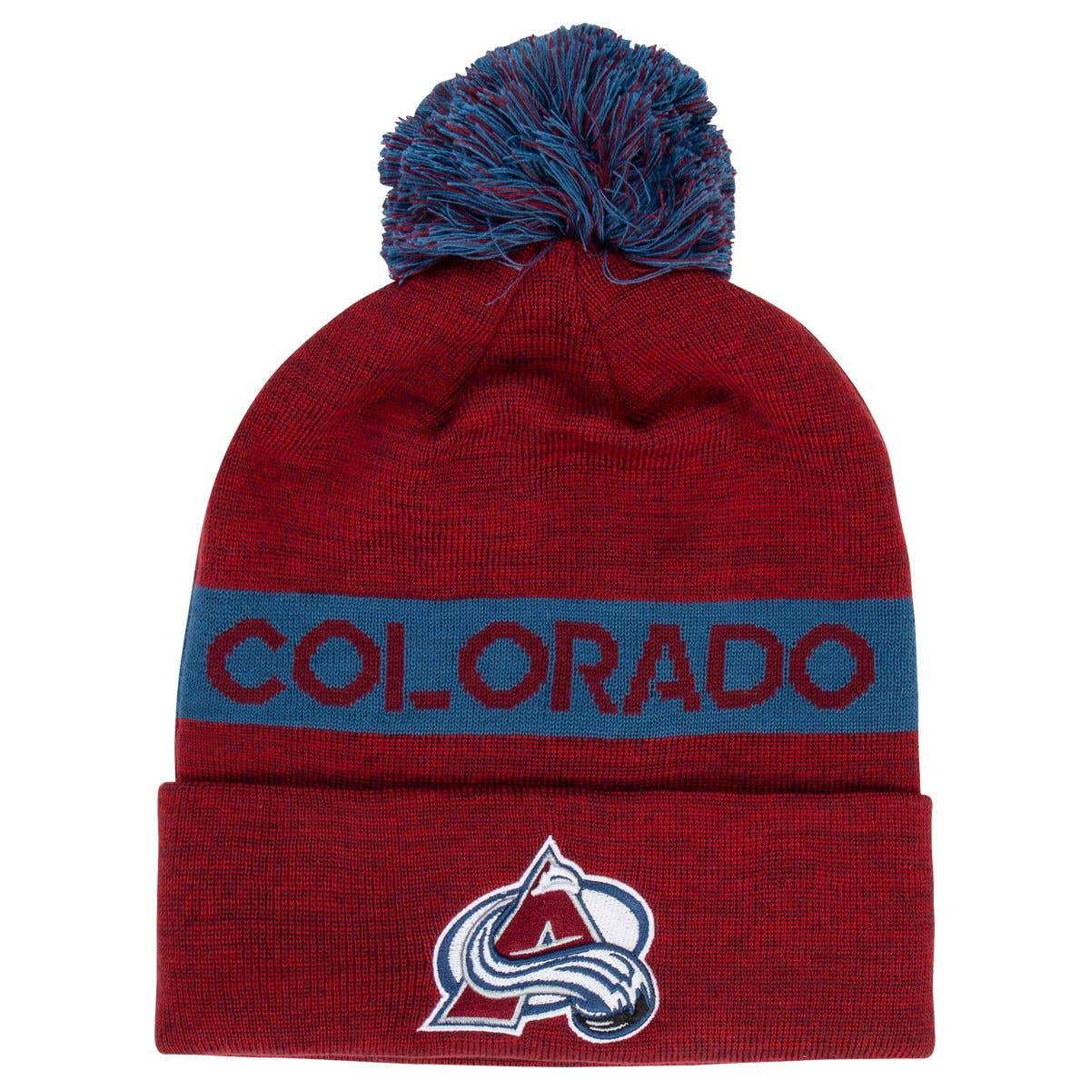 Colorado Avalanche Fanatics Authentic Pro Rink Cuff Beanie w/ Pom