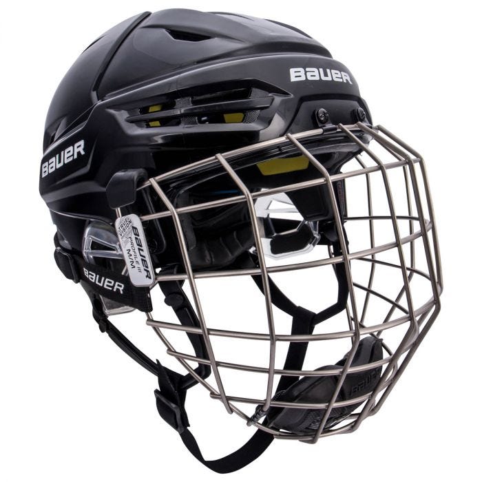 BAUER Re-Akt M Hockey Helmet W/White Cage Size Medium 6 7/8-7 3/8 54.5-59cm 