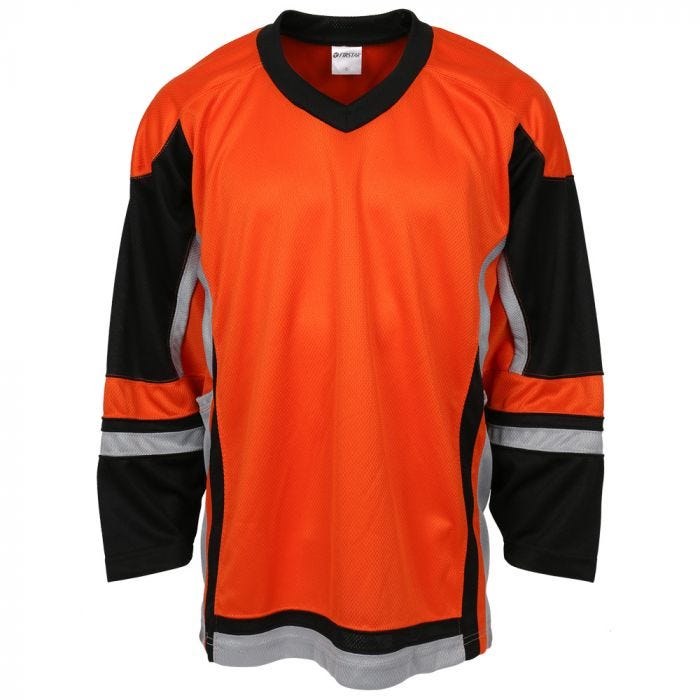 orange and blue hockey jersey