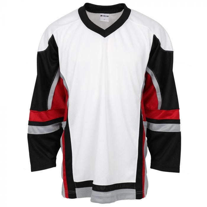 black white and red jersey