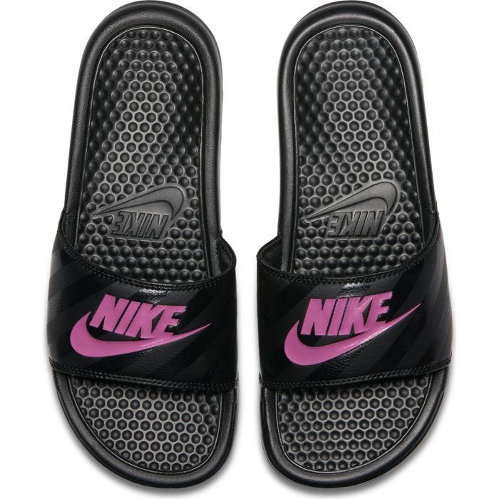 nike benassi slides women's pink