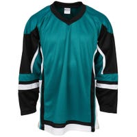 "Stadium Youth Hockey Jersey - in Teal/Black/White Size Goal Cut (Junior)"