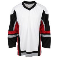 "Stadium Youth Hockey Jersey - in White/Black/Red Size Goal Cut (Junior)"