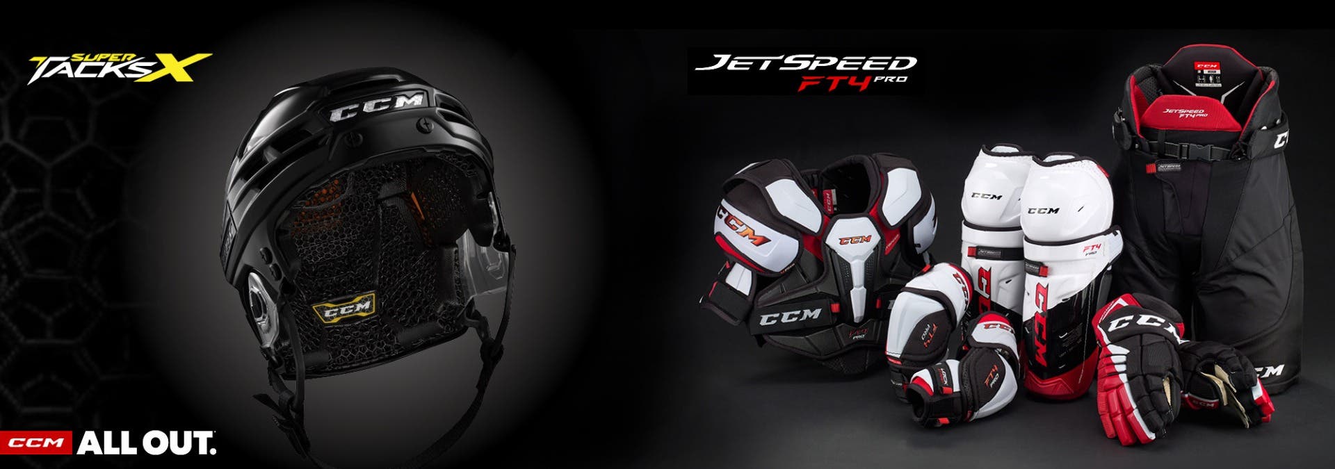  CCM Super Tacks X Helmet & JetSpeed FT4 Protective