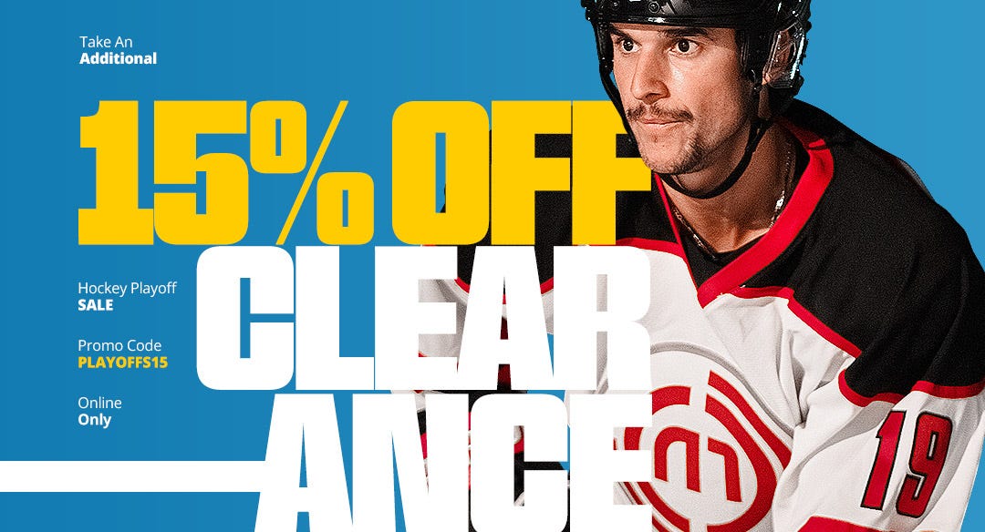 Take an additional 15% off all eligible clearance items with promo code PLAYOFFS15