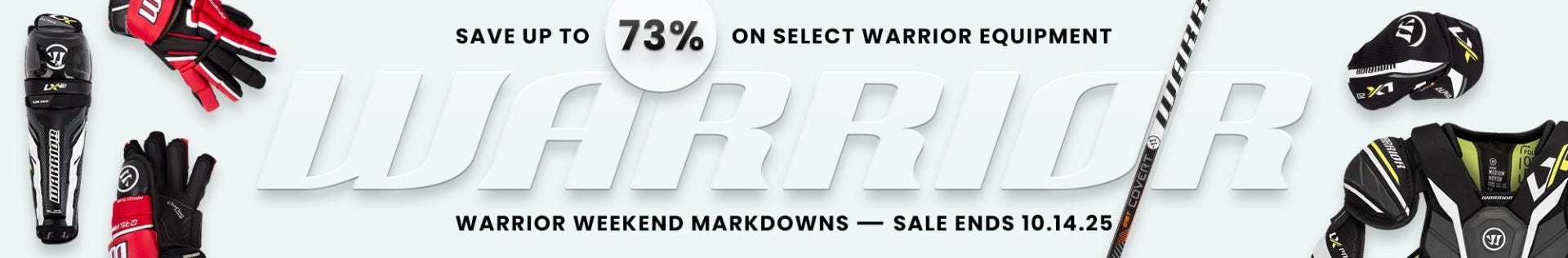 Warrior Weekend Markdowns. Save up to 73% on select Warrior Equipment. Sale ends 10/14/25.