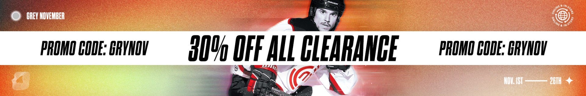 Grey November Sale. 30% off all clearance. Promo Code: GRYNOV. November 1st through 26th.