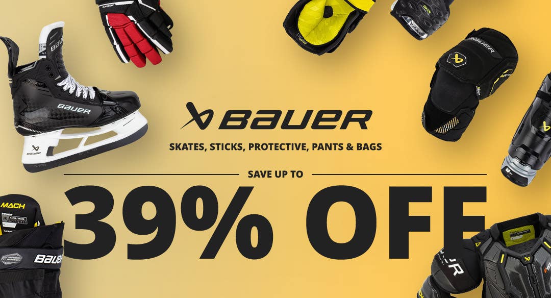 Up to 39% off Bauer skates, sticks, protective, pants & bags