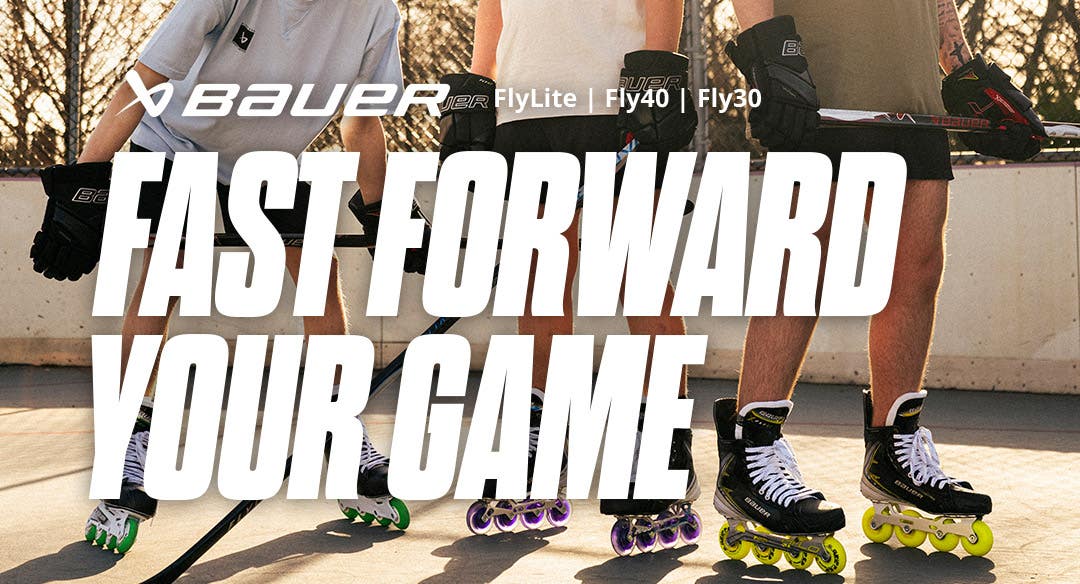 Bauer Vapor FlyLite, Fly40 and Fly30 roller hockey skates. Fast forward your game.