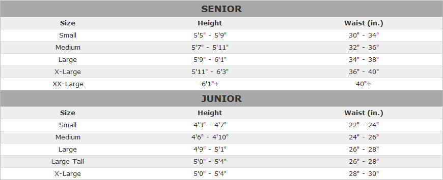Bauer Girdle Sizing Chart