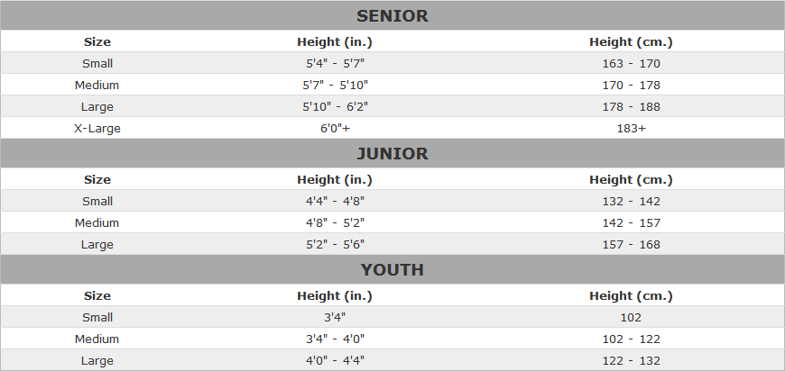 CCM Elbow Pad Sizing Chart