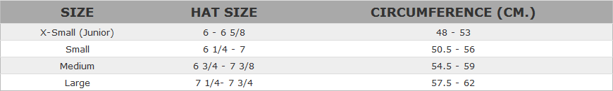 CCM Hockey Helmet Sizing Chart