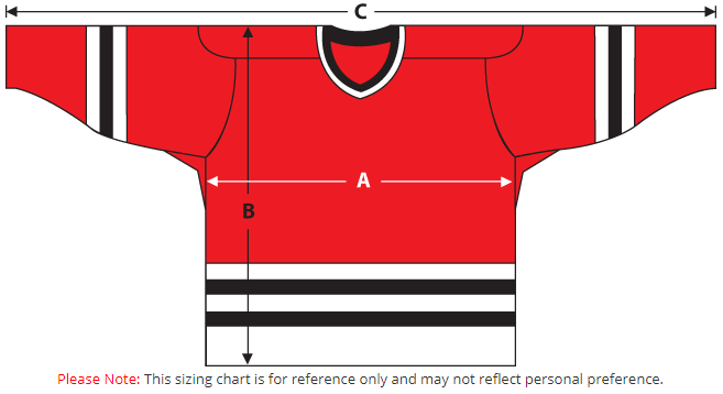 hockey jersey sizing measurements
