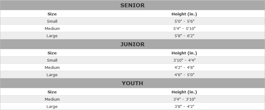 Sher-WoodElbow Pad Sizing Chart