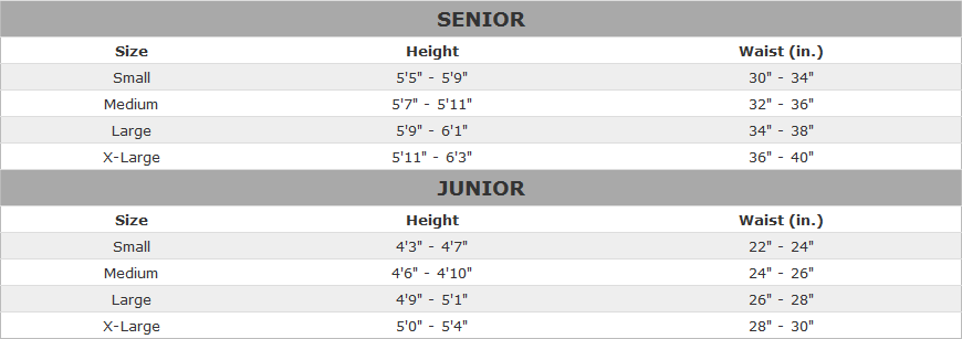 TRUE Hockey Pant Sizing Chart